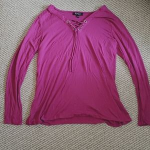 Magenta V-neck Blouse
